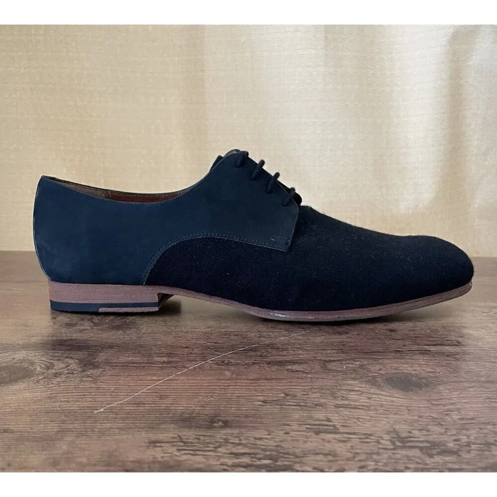 Rachel Comey Mens Uncle Dan Oxford Shoe Sz 10.5 Navy Blue Leather Twill Loafer